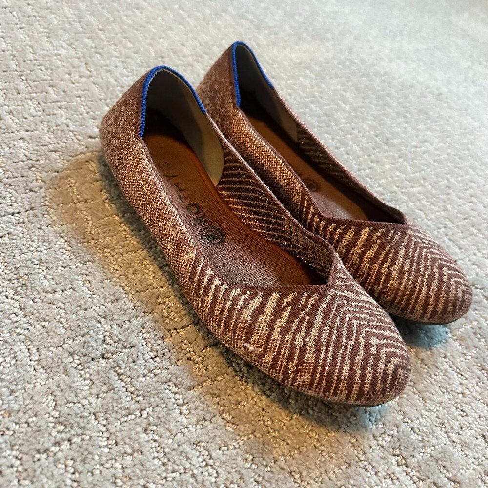 Rothy's -- tiger stripes, burgundy, round toe, size 10
